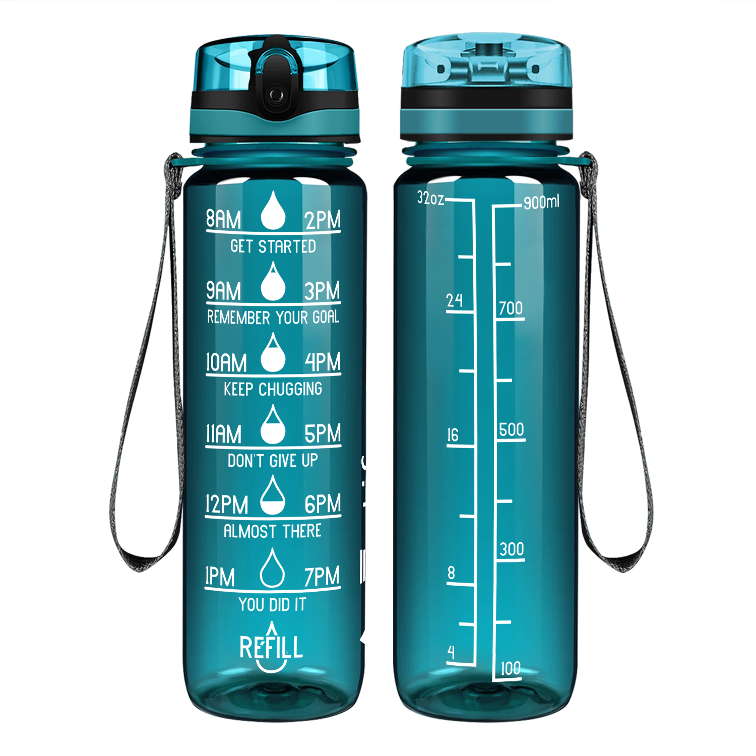 Cuptify Teal Gloss Motivational Water Bottle