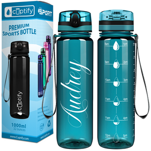 Personalized Teal Gloss 32 oz Water Bottle
