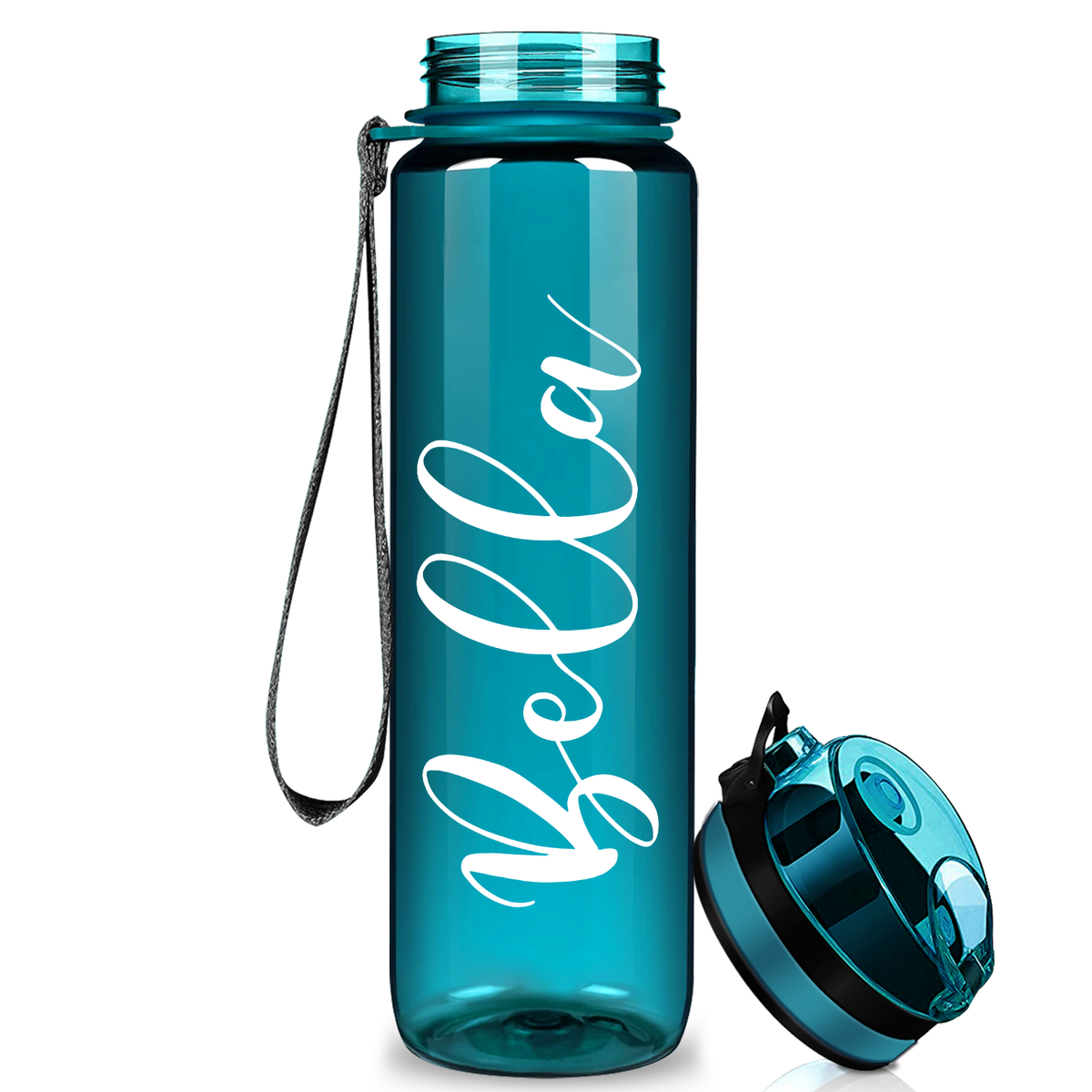 Cuptify Personalized on Aqua 32 oz Motivational Tracking Water Bottle