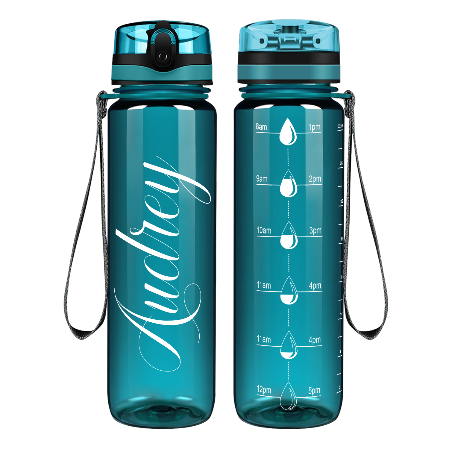 Cuptify Personalized Teal Gloss Water Bottle