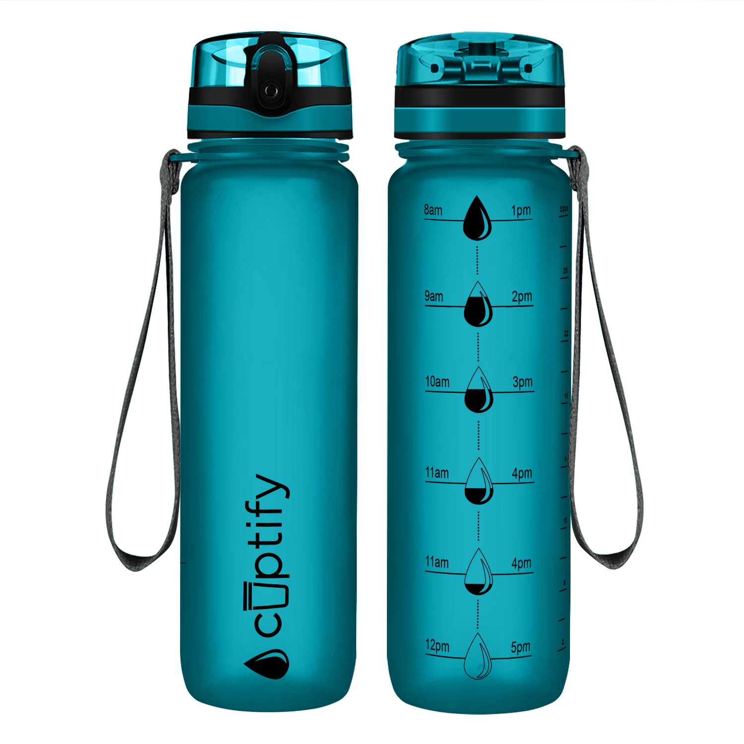 Cuptify Teal Frosted Hydration Tracker Water Bottle