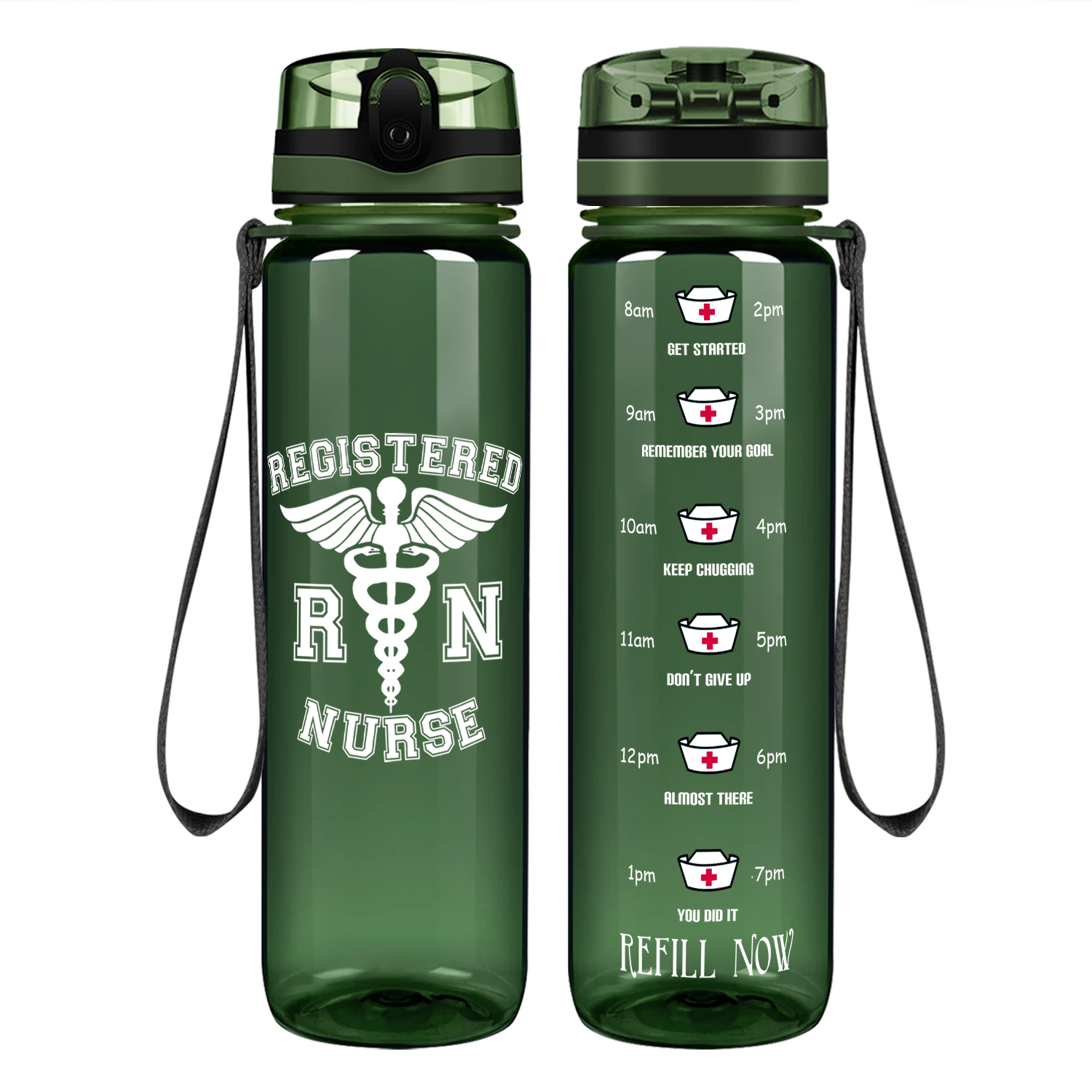 RN Nurse on 32oz Motivational Tracking Water Bottle - Cuptify