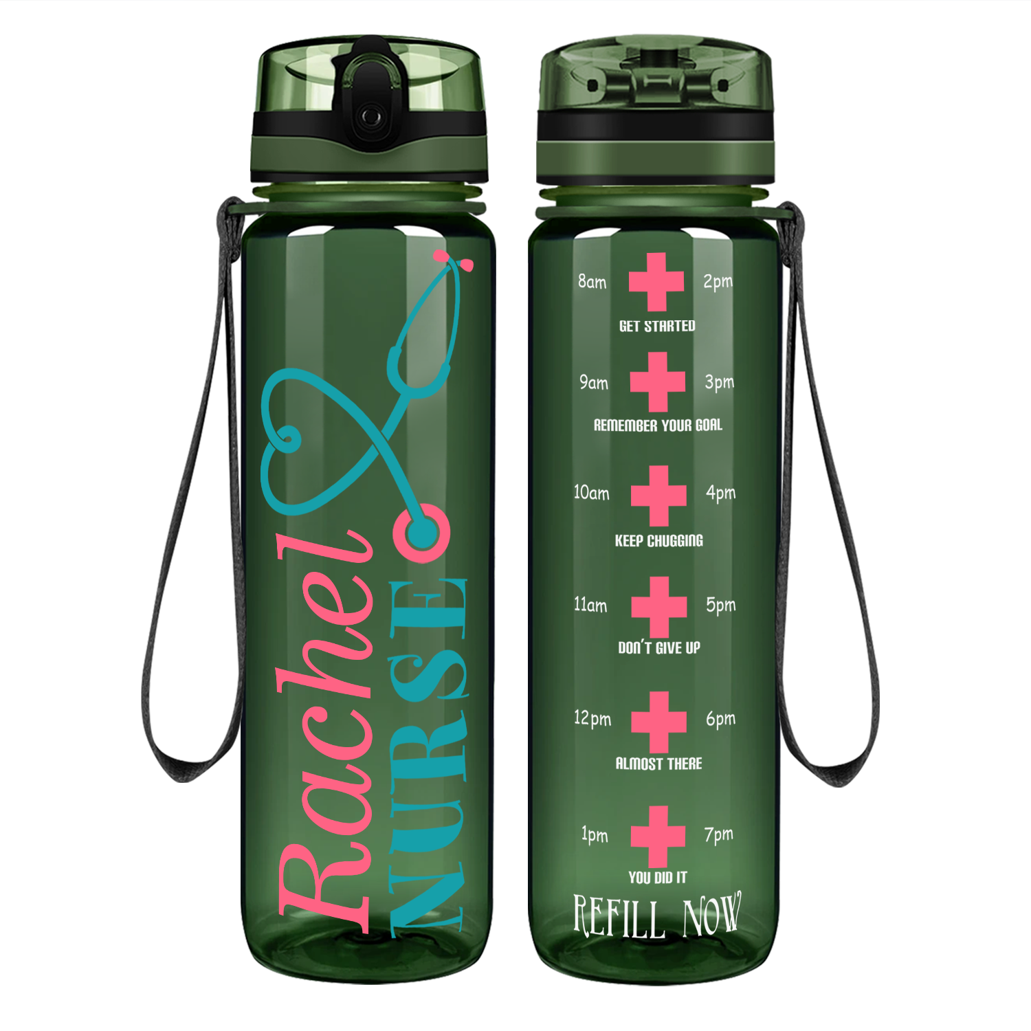 Personalized Stethoscope Nurse on 32oz Motivational Tracking Water Bot -  Cuptify