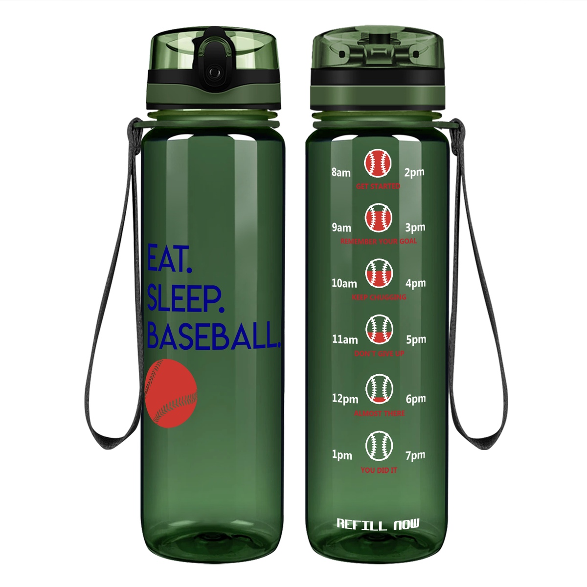 Eat Sleep Baseball on 32 oz Motivational Tracking Water Bottle