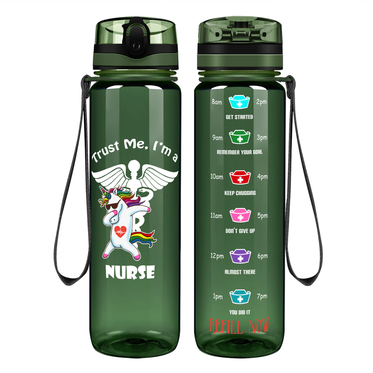 Trust Me I'm A Nurse Awesome Unicorn on 32oz Motivational Tracking Water Bottle