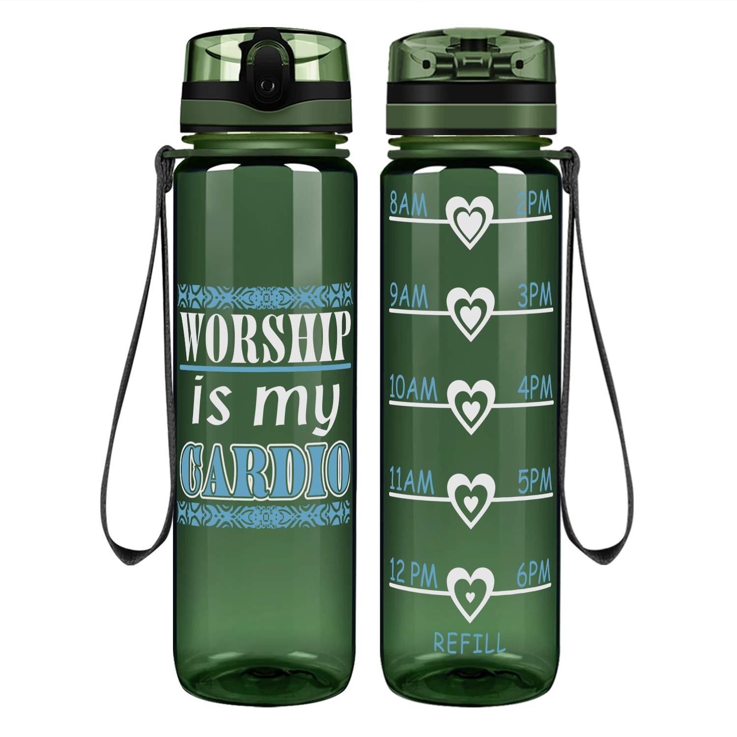 Worship Is My Cardio Motivational Tracking Water Bottle
