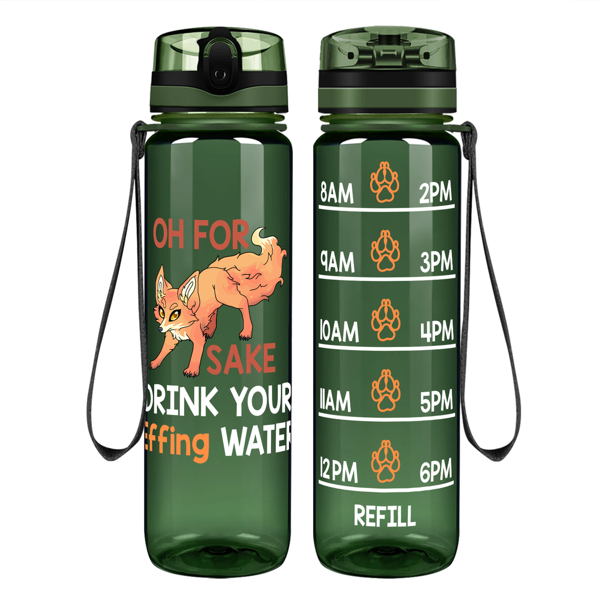 Fox Sake on 32 oz Motivational Tracking Water Bottle