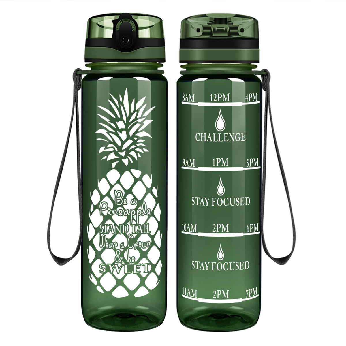 Pineapple Stand Tall Motivational Tracking Water Bottle