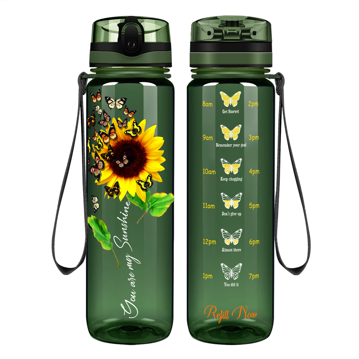 My Butterfly Sunshine Sunflower Motivational Tracking Water Bottle