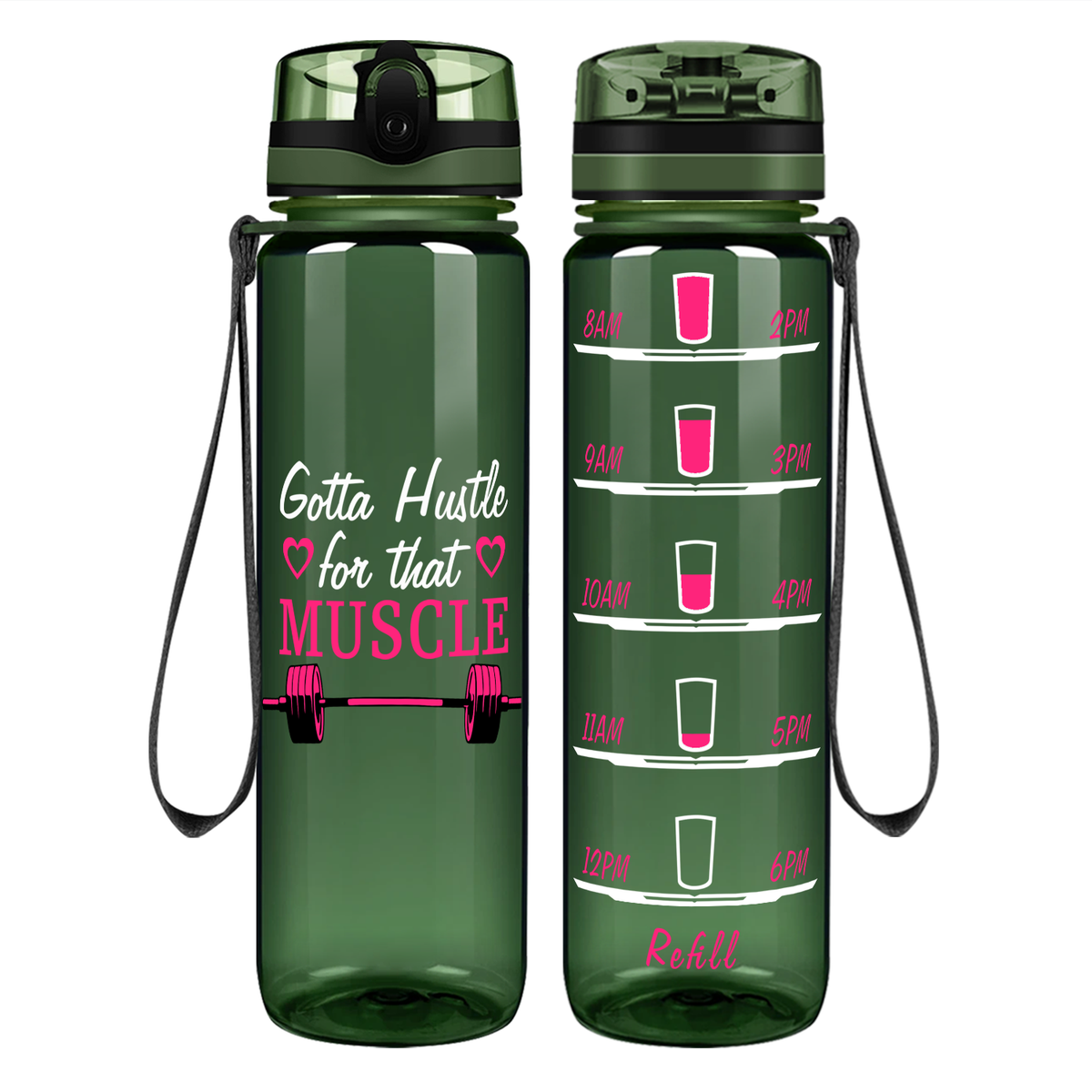 Heart Hustle For Muscle Motivational Tracking Water Bottle