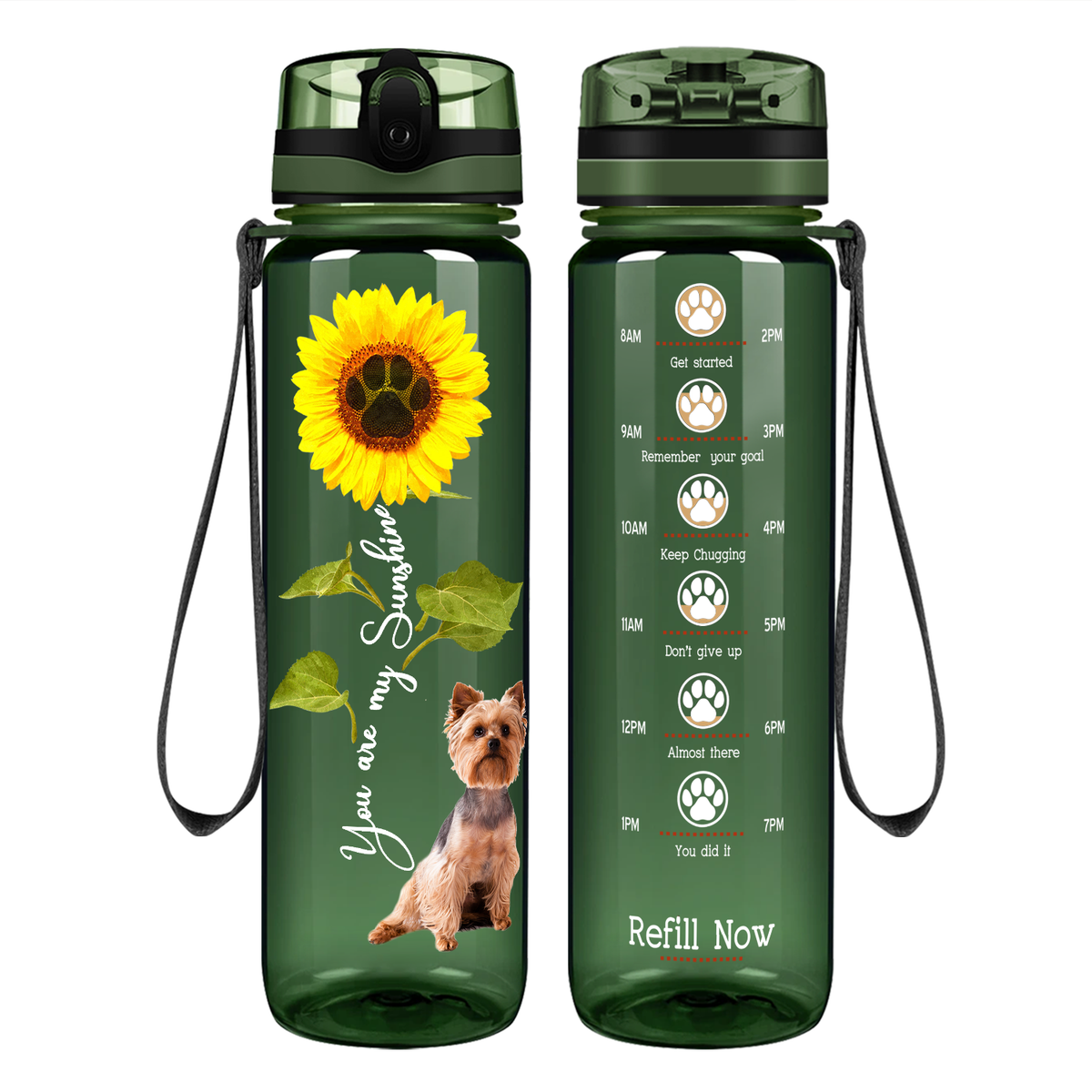You are my Sunshine Yorkshire Terrier on 32 oz Motivational Tracking Water Bottle
