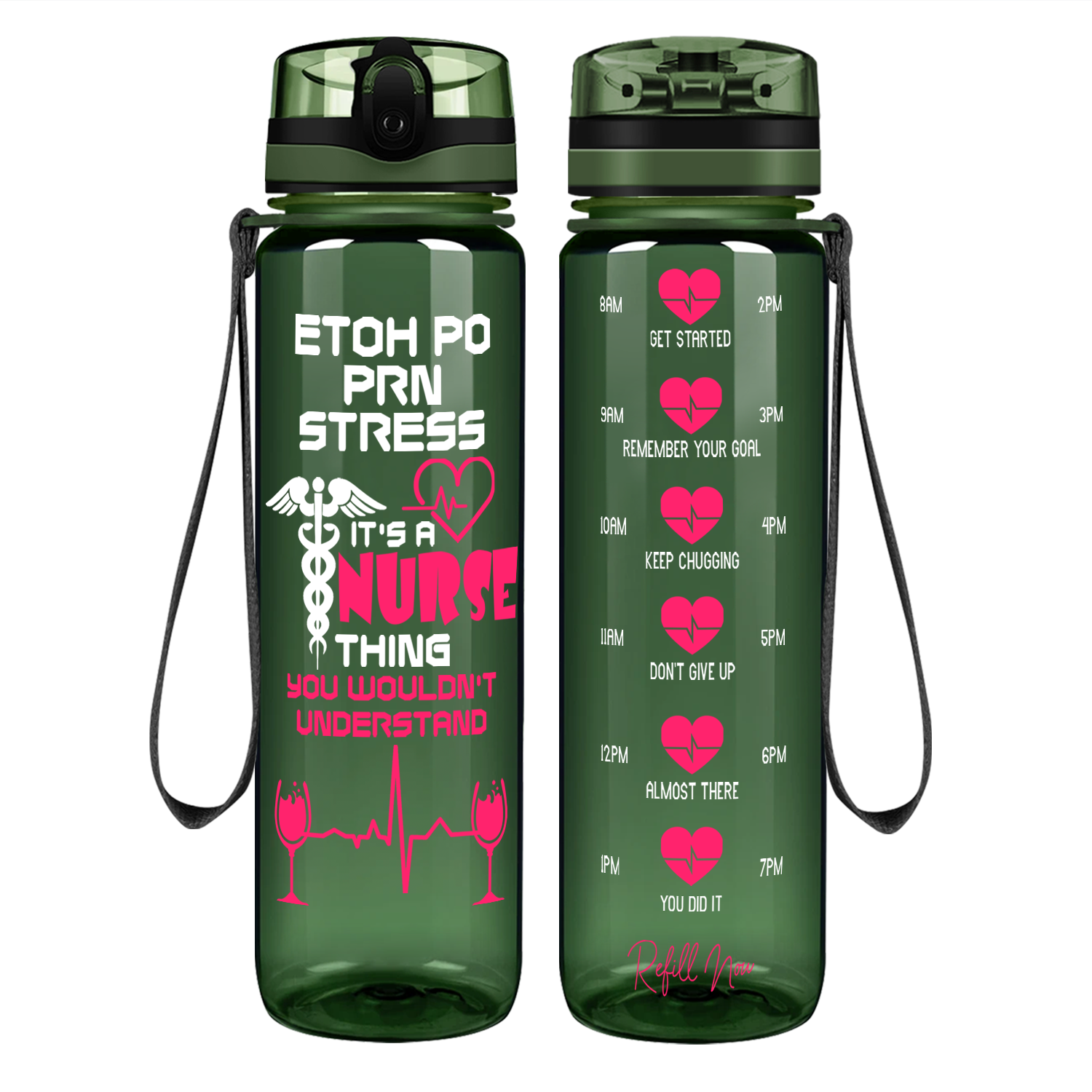 ETOH PO PRN Stress It’s a Nurse Thing Motivational Tracking Water Bottle