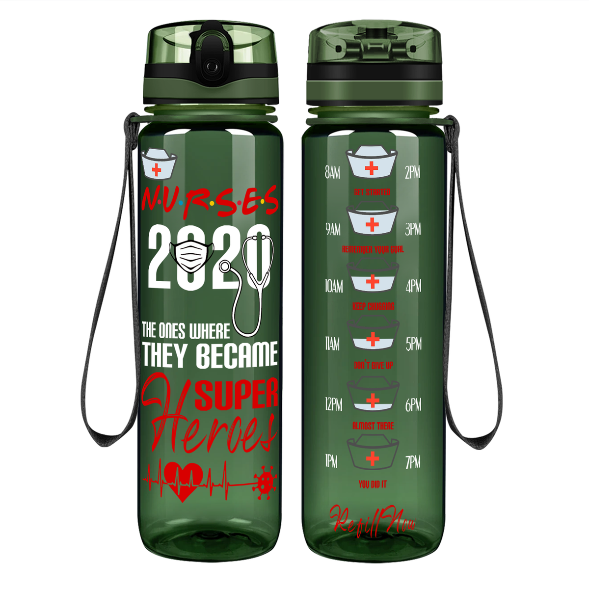 Nurses 2020 Where They Became Super Heroes on 32oz Tracking Nurse Water Bottle