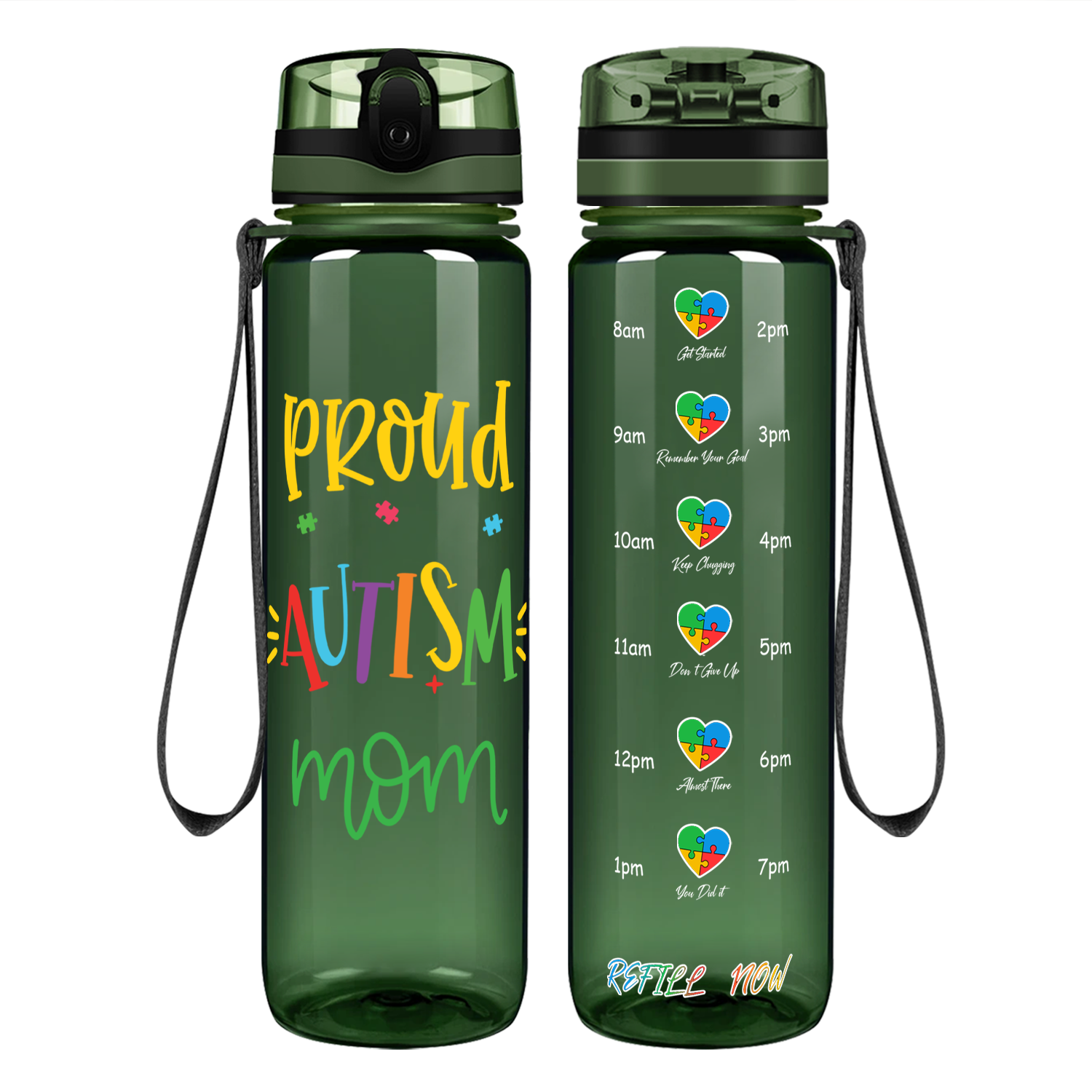 Proud Autism Mom Motivational Tracking Water Bottle