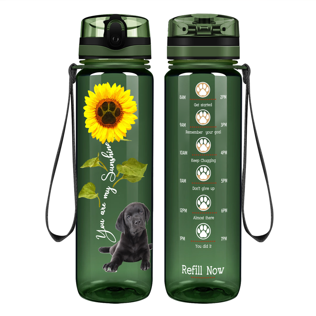 Labrador Puppy You are my SunShine on 32 oz Motivational Tracking Water Bottle