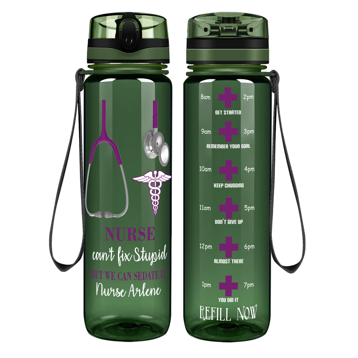 Personalized Can't Fix Stupid on 32oz Tracking Nurse Water Bottle