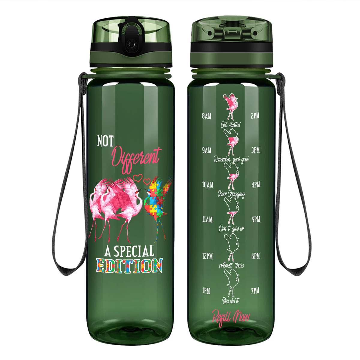 Not Different A Special Edition Autism on 32 oz Motivational Tracking Water Bottle