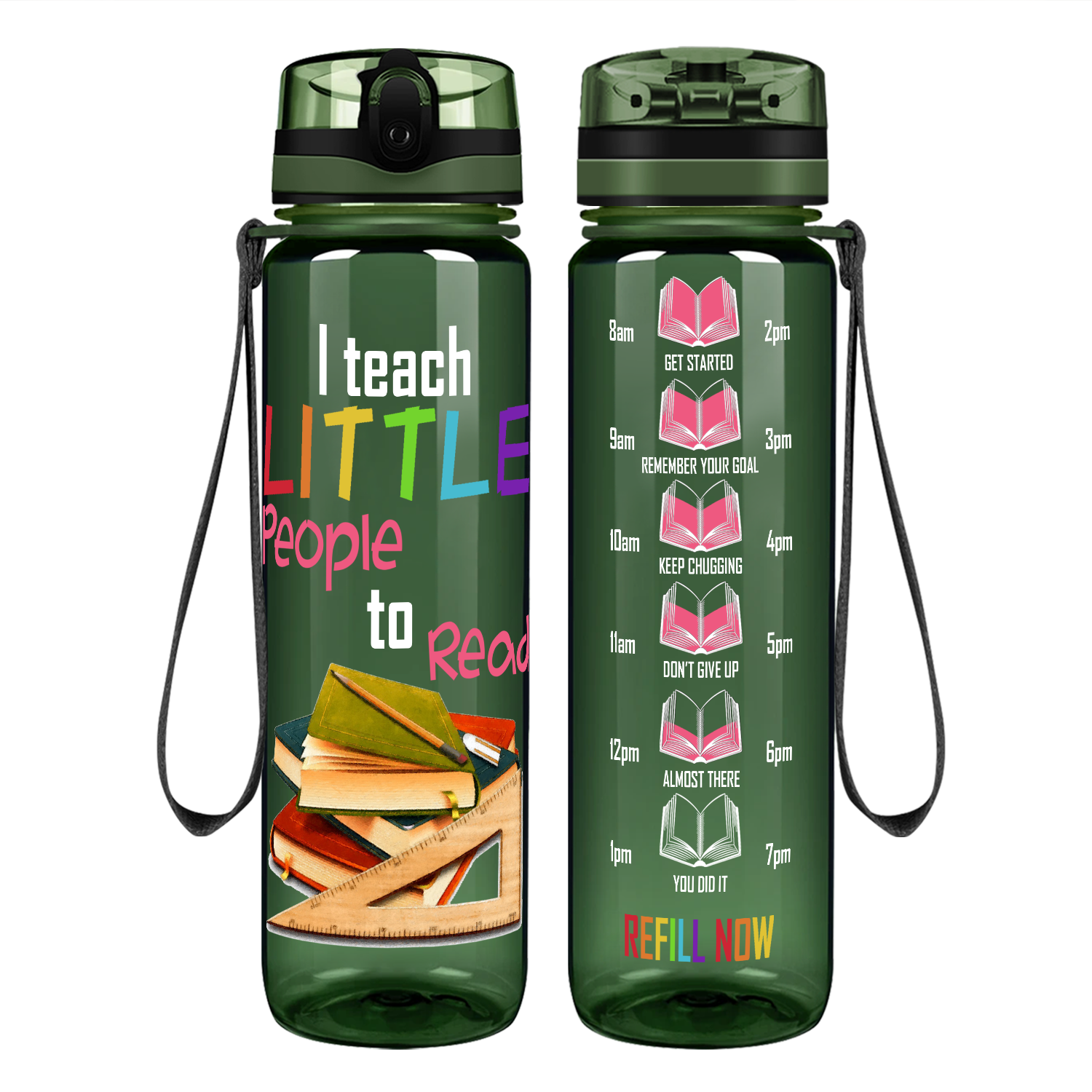 I Teach Little People to Read Motivational Tracking Water Bottle