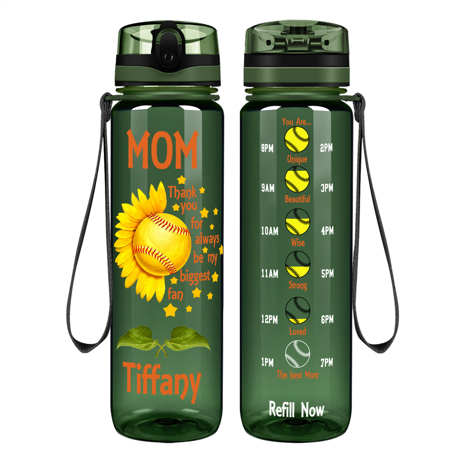 Thank you for Always be my Biggest Fan on 32 oz Motivational Tracking Water Bottle