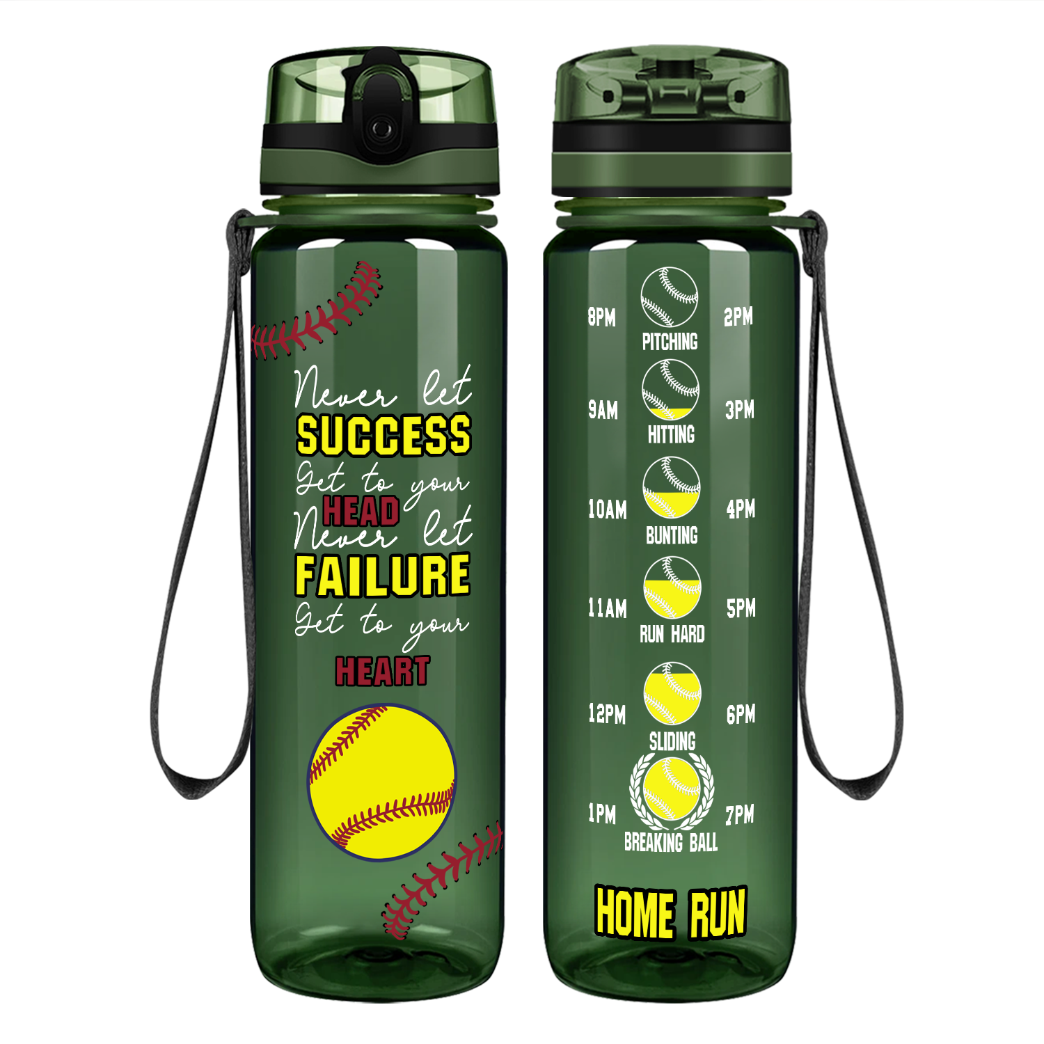 Never Let Success Get to Your Head on 32 oz Motivational Tracking Water Bottle