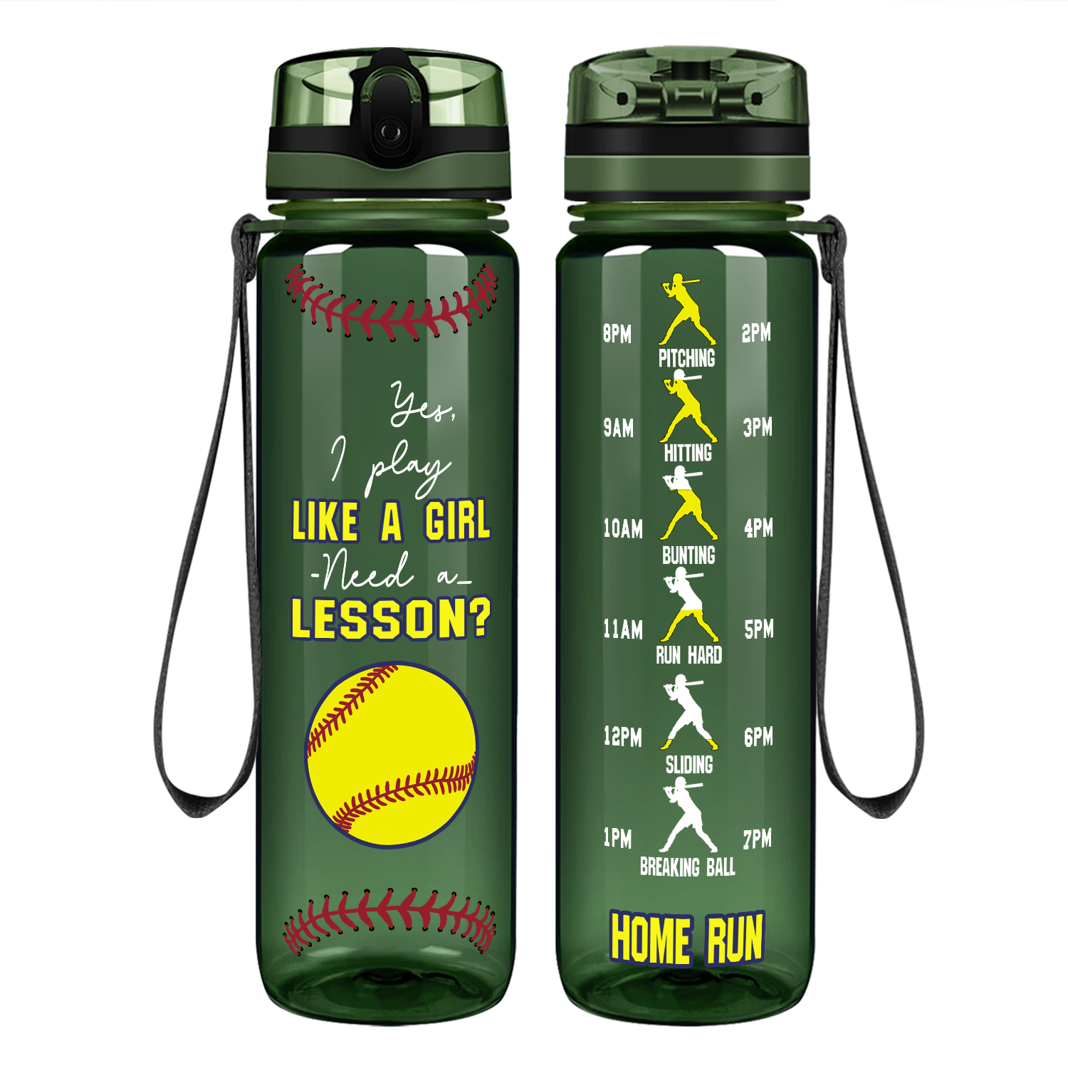 Yes, I Play Like a Girl on 32 oz Motivational Tracking Water Bottle