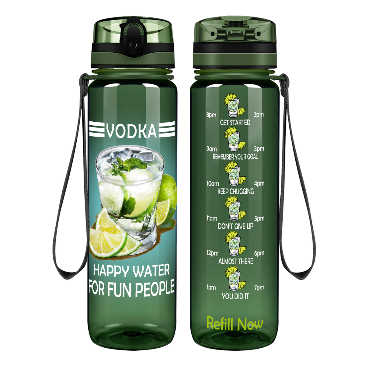 Vodka Happy Water for Fun People Motivational Tracking Water Bottle