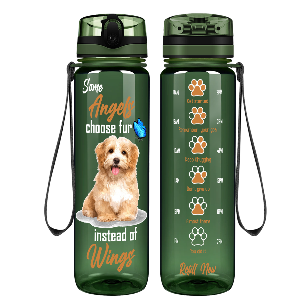 Some Angels Choose Fur Instead of Wings Golden Retriever on 32 oz Motivational Tracking Water Bottle