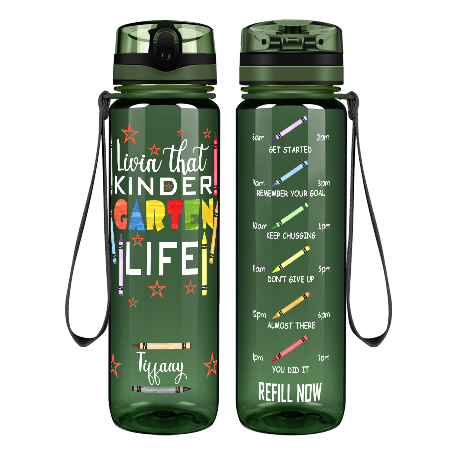 Personalized Livin' That Kindergarten Life Motivational Tracking Water Bottle