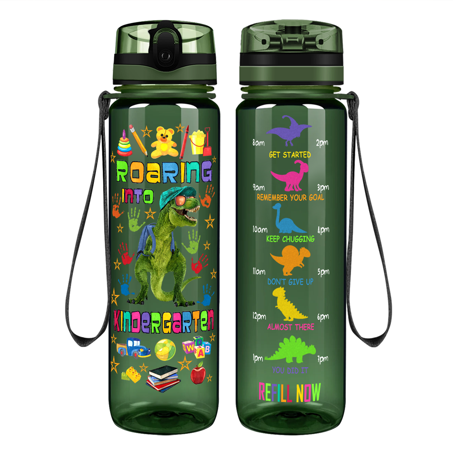 Roaring Into Kindergarten Motivational Tracking Water Bottle