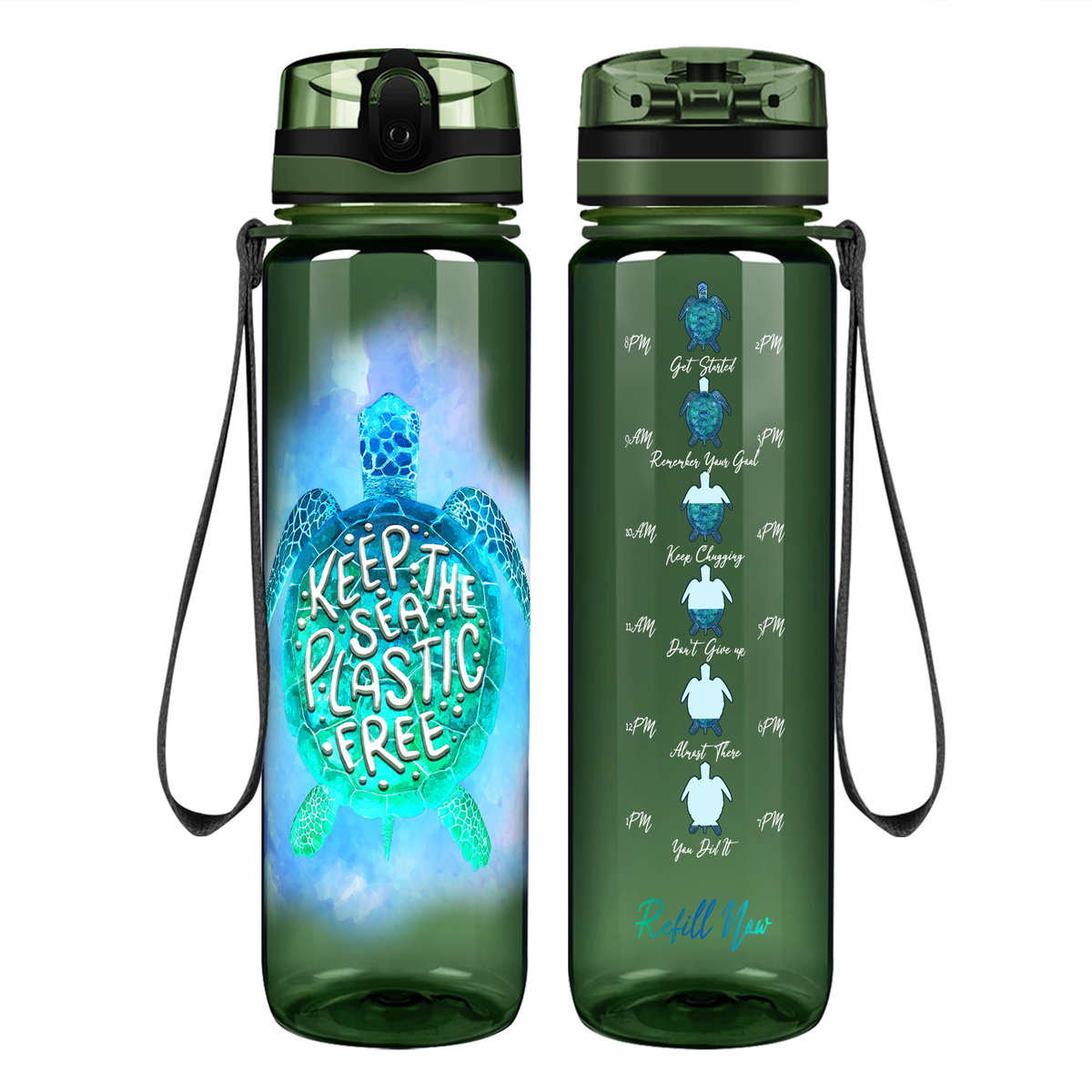 Keep The Sea Plastic Free Motivational Tracking Water Bottle
