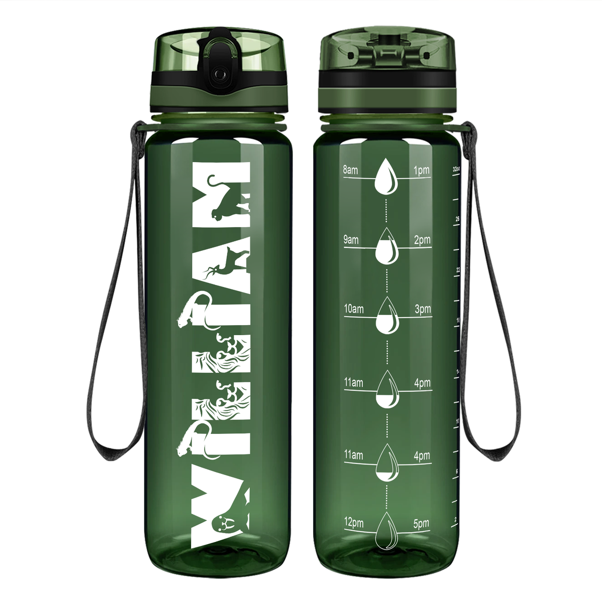 Cuptify Kids Personalized on Army Green Motivational Tracking Water Bottle