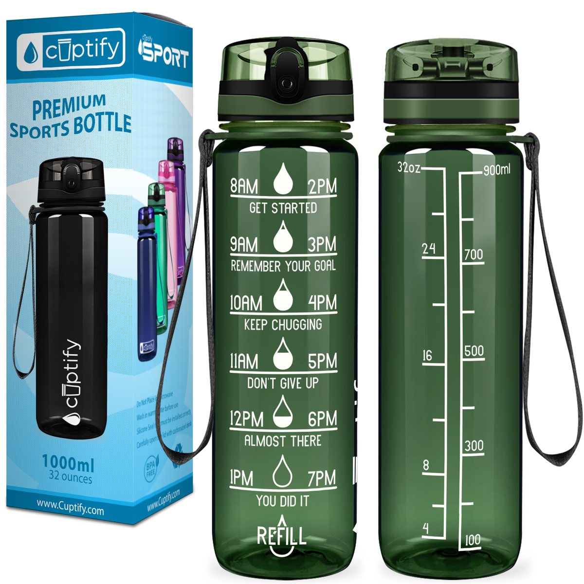 Cuptify Army Gloss 32 oz Motivational Water Bottle