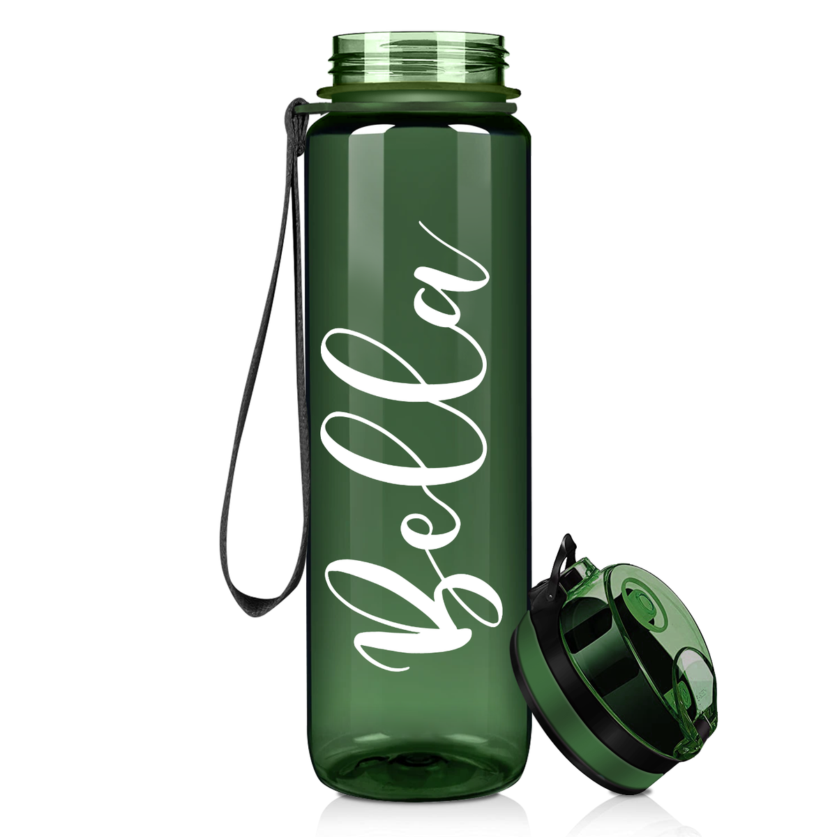 Army Green 32 oz Personalized Motivational Tracking Water Bottle