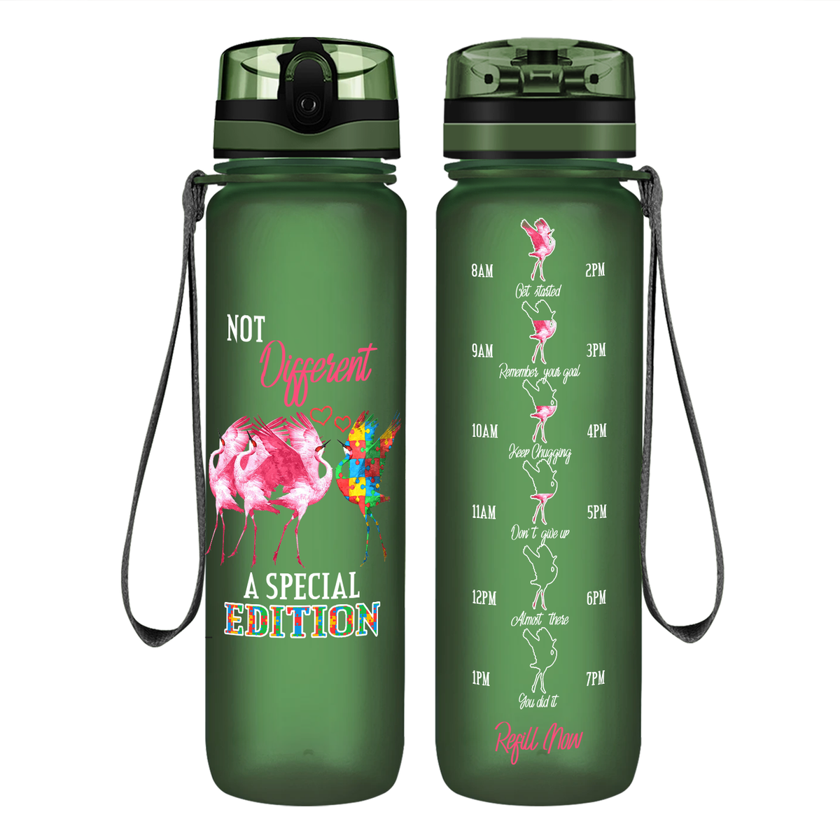 Not Different A Special Edition Autism on 32 oz Motivational Tracking Water Bottle