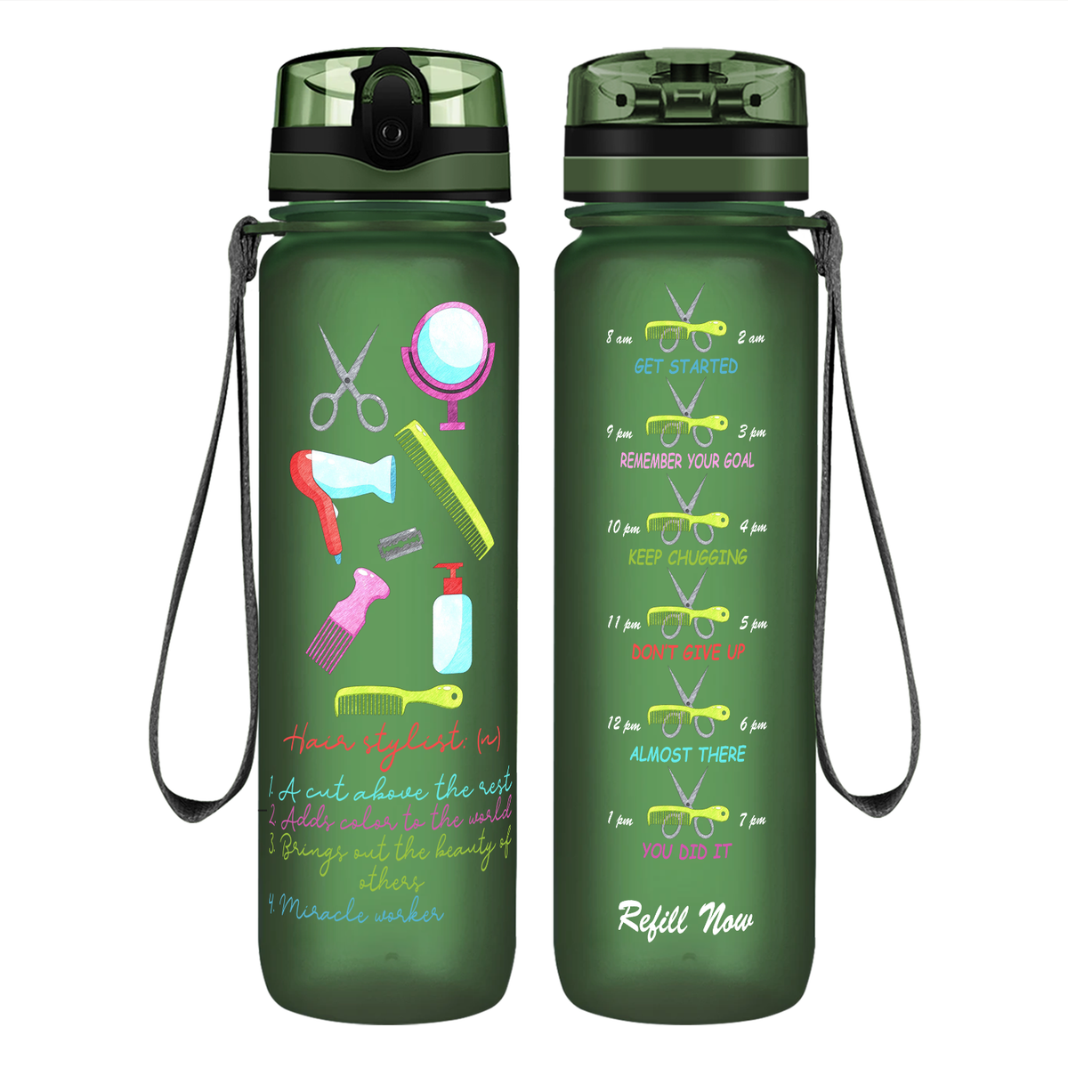 Hairstylist Miracle Worker on 32 oz Motivational Tracking Water Bottle