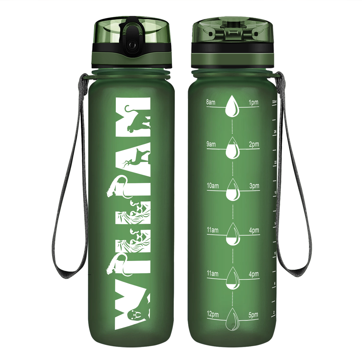 Cuptify Kids Personalized on Army Green Frosted Motivational Tracking Water Bottle