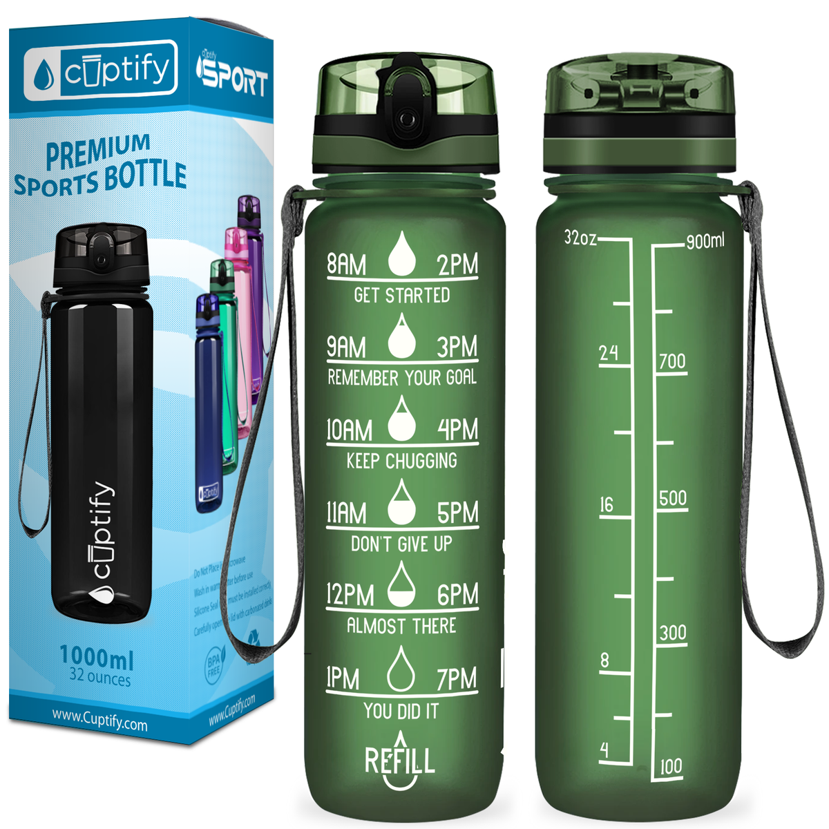 Cuptify Army Frosted 32 oz Motivational Water Bottle