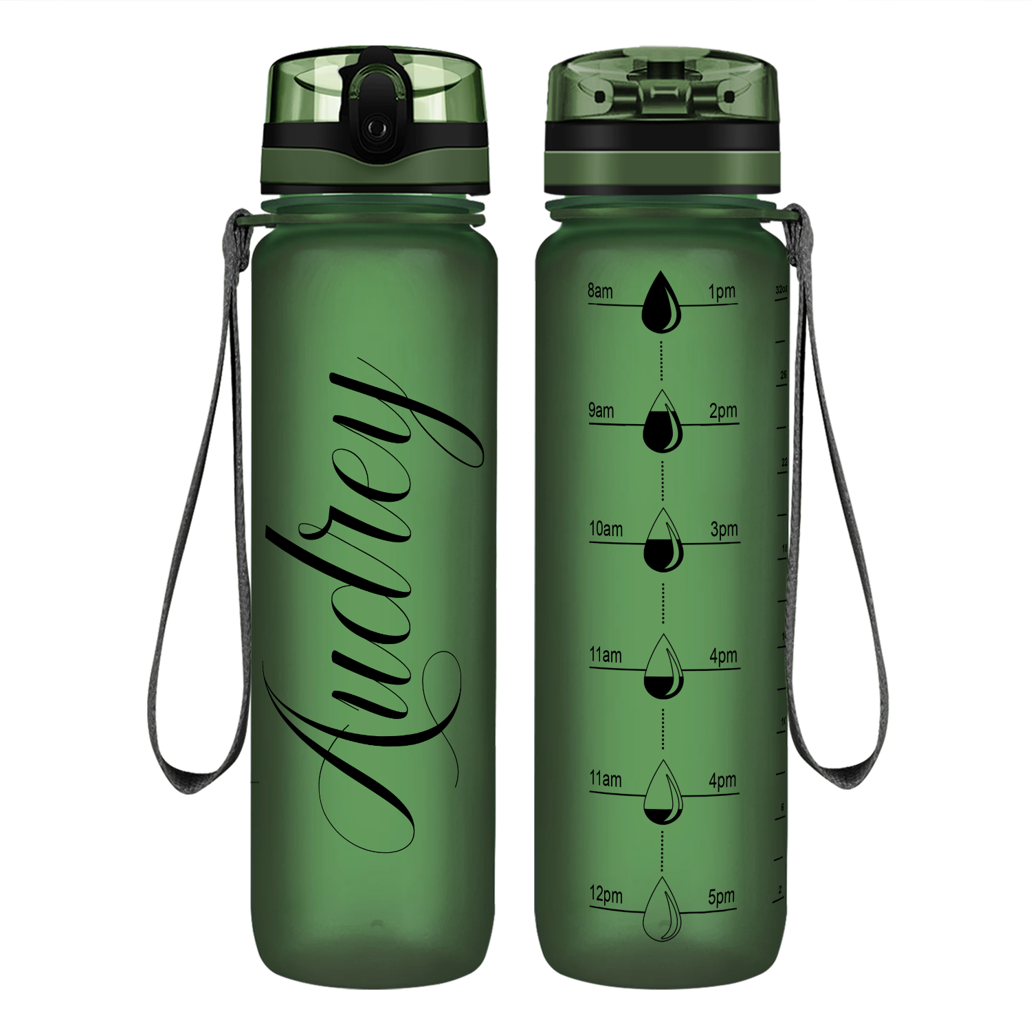 Army Green Frosted 32 oz Personalized Motivational Tracking Water Bott -  Cuptify