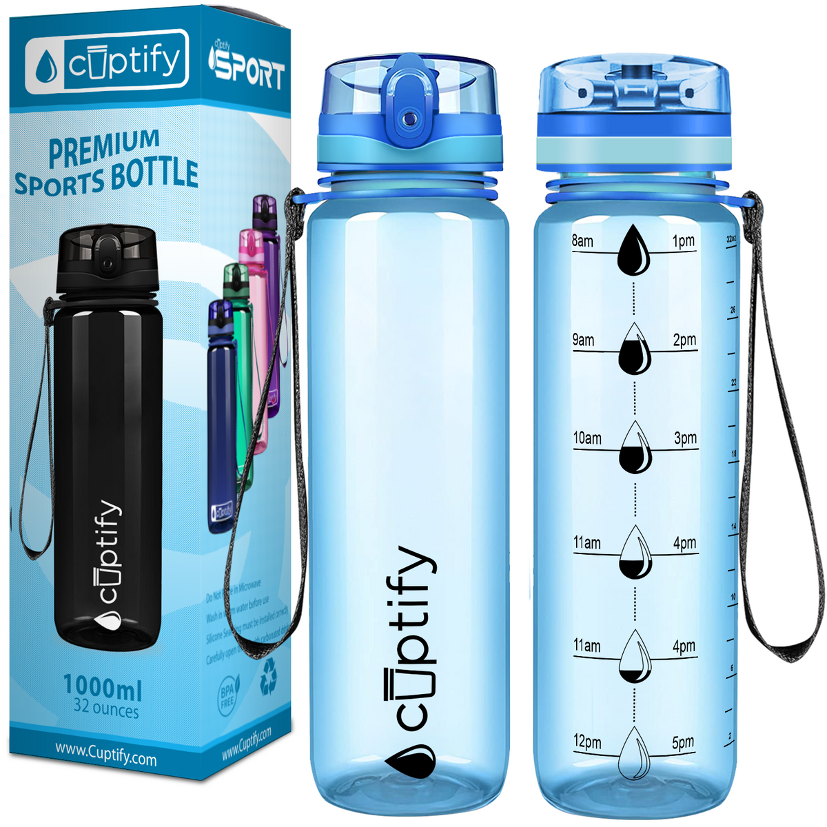 Baby Blue Gloss 32 oz Hydration Tracker Water Bottle