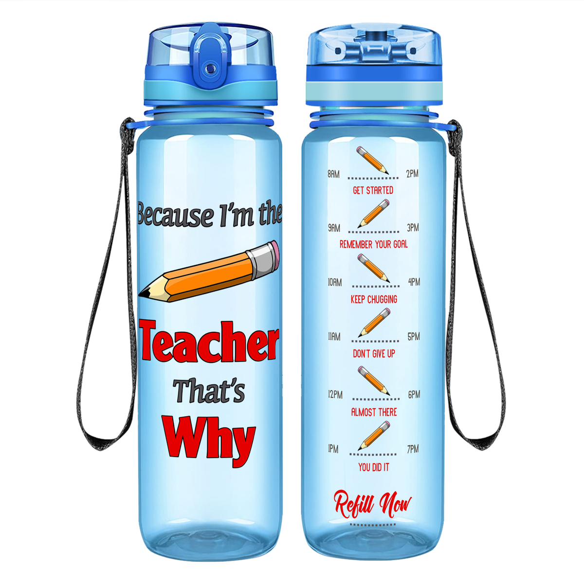 Because Im The Teacher on 32 oz Motivational Tracking Water Bottle