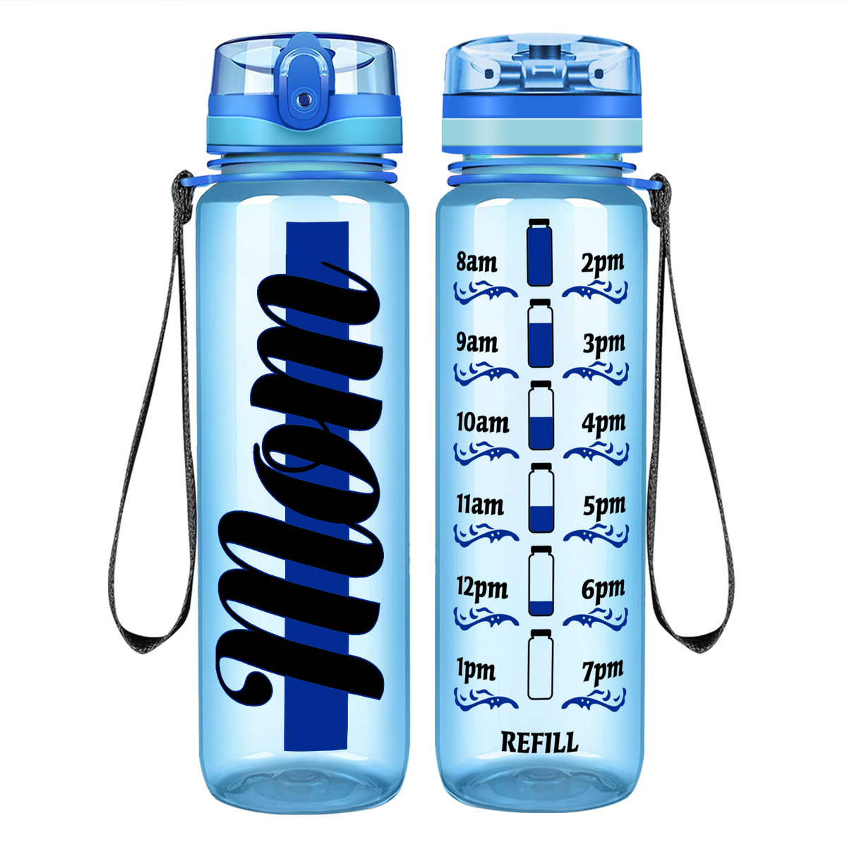 Police Mom on 32 oz Motivational Tracking Water Bottle