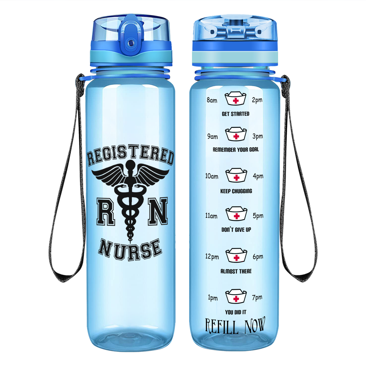 RN Nurse on 32oz Motivational Tracking Water Bottle