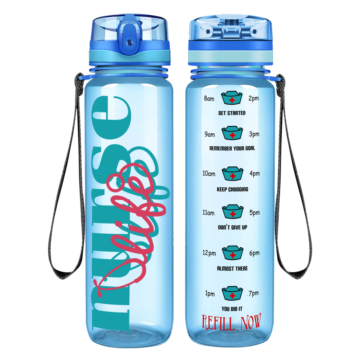 Nurse Life on 32oz Motivational Tracking Water Bottle