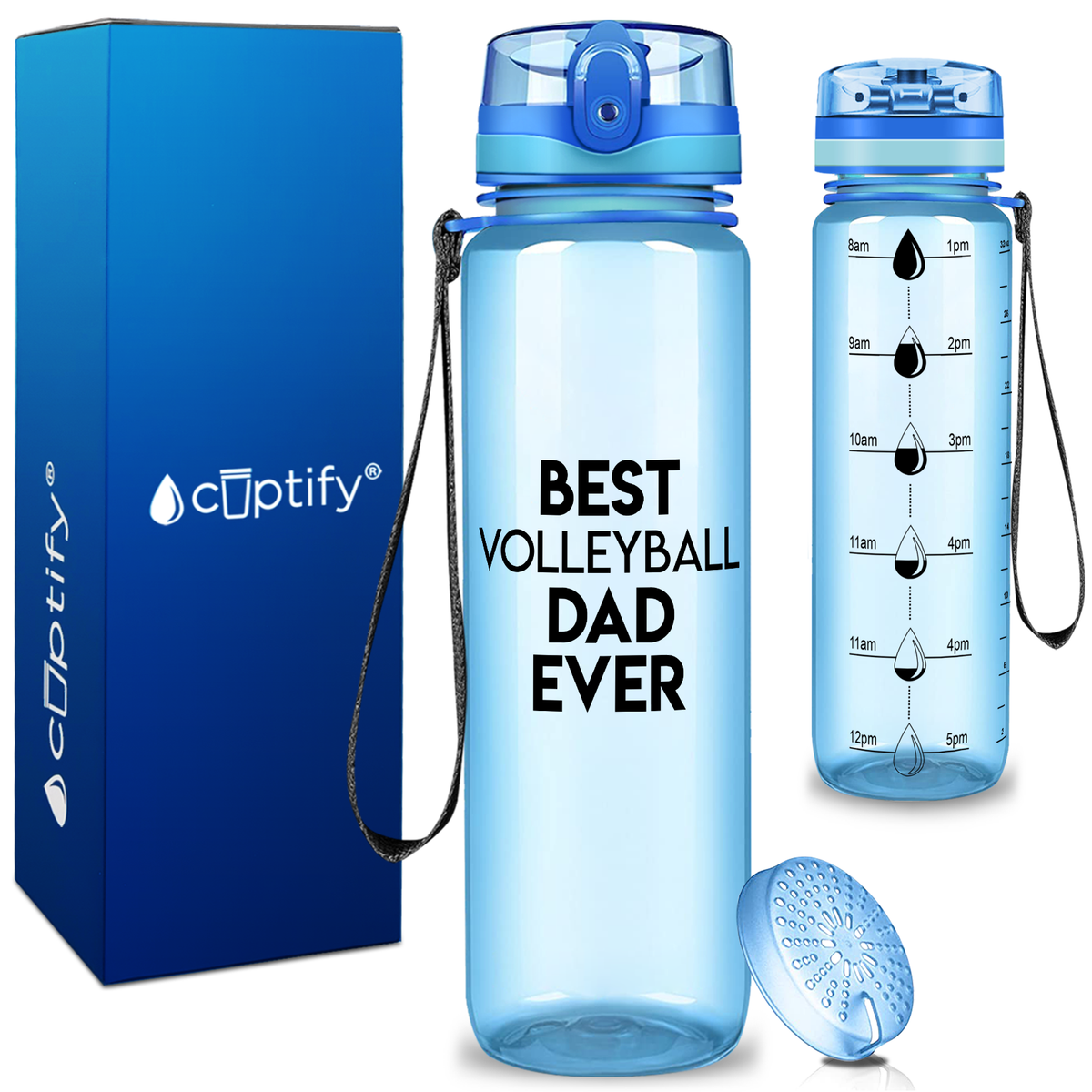 Best Volleyball Dad Ever on 32 oz Motivational Tracking Water Bottle