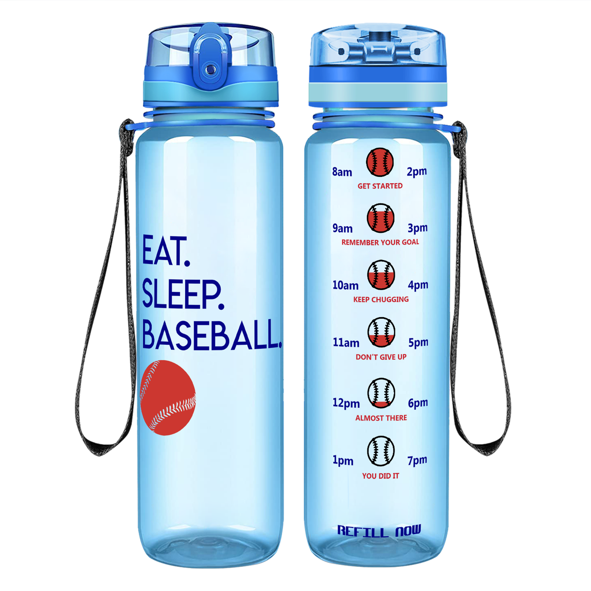 Eat Sleep Baseball on 32 oz Motivational Tracking Water Bottle