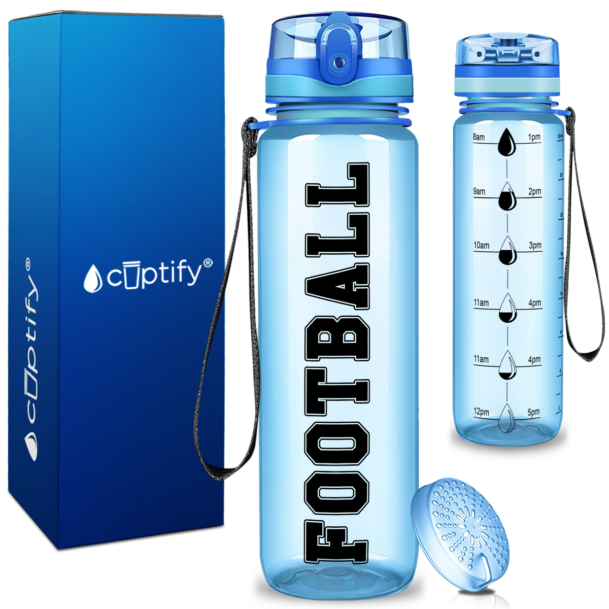 Football on 32 oz Motivational Tracking Water Bottle