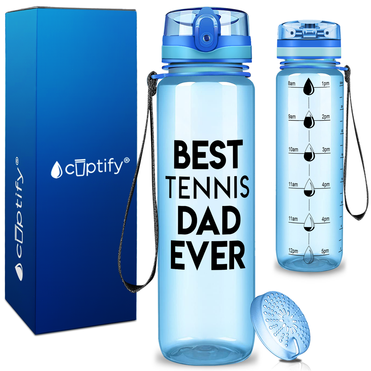 Best Tennis Dad Ever on 32 oz Motivational Tracking Water Bottle