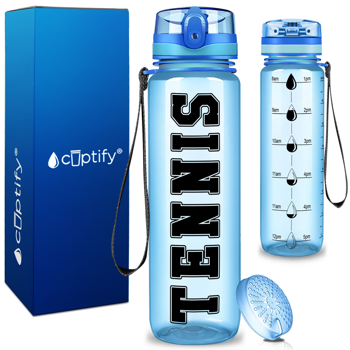 Tennis on 32 oz Motivational Tracking Water Bottle