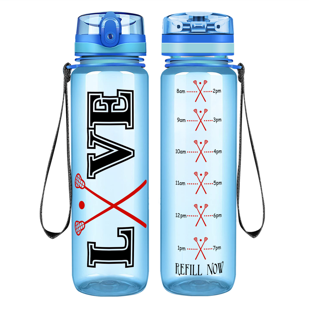 Lacrosse Love on 32 oz Motivational Tracking Water Bottle