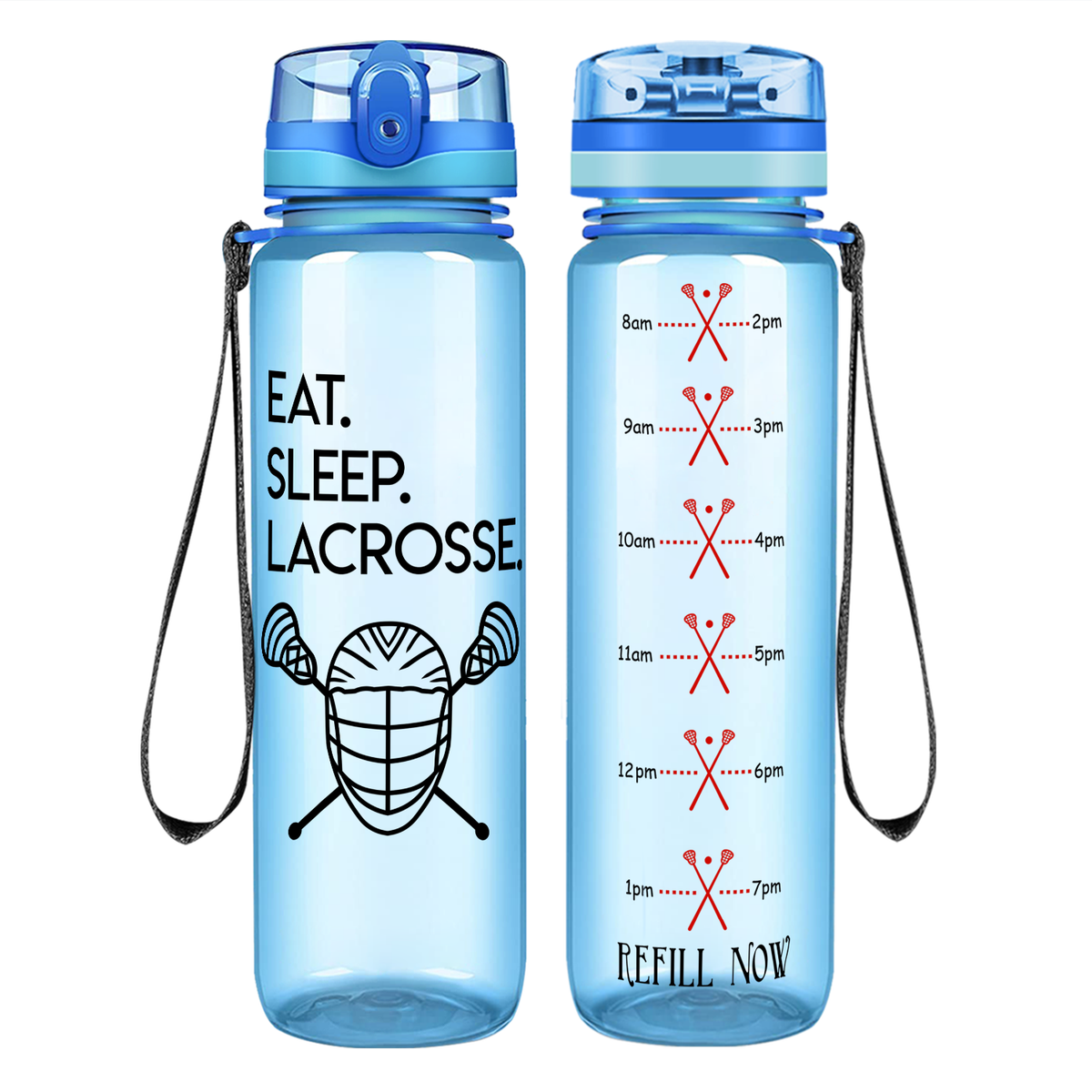 Eat Sleep Lacrosse on 32 oz Motivational Tracking Water Bottle